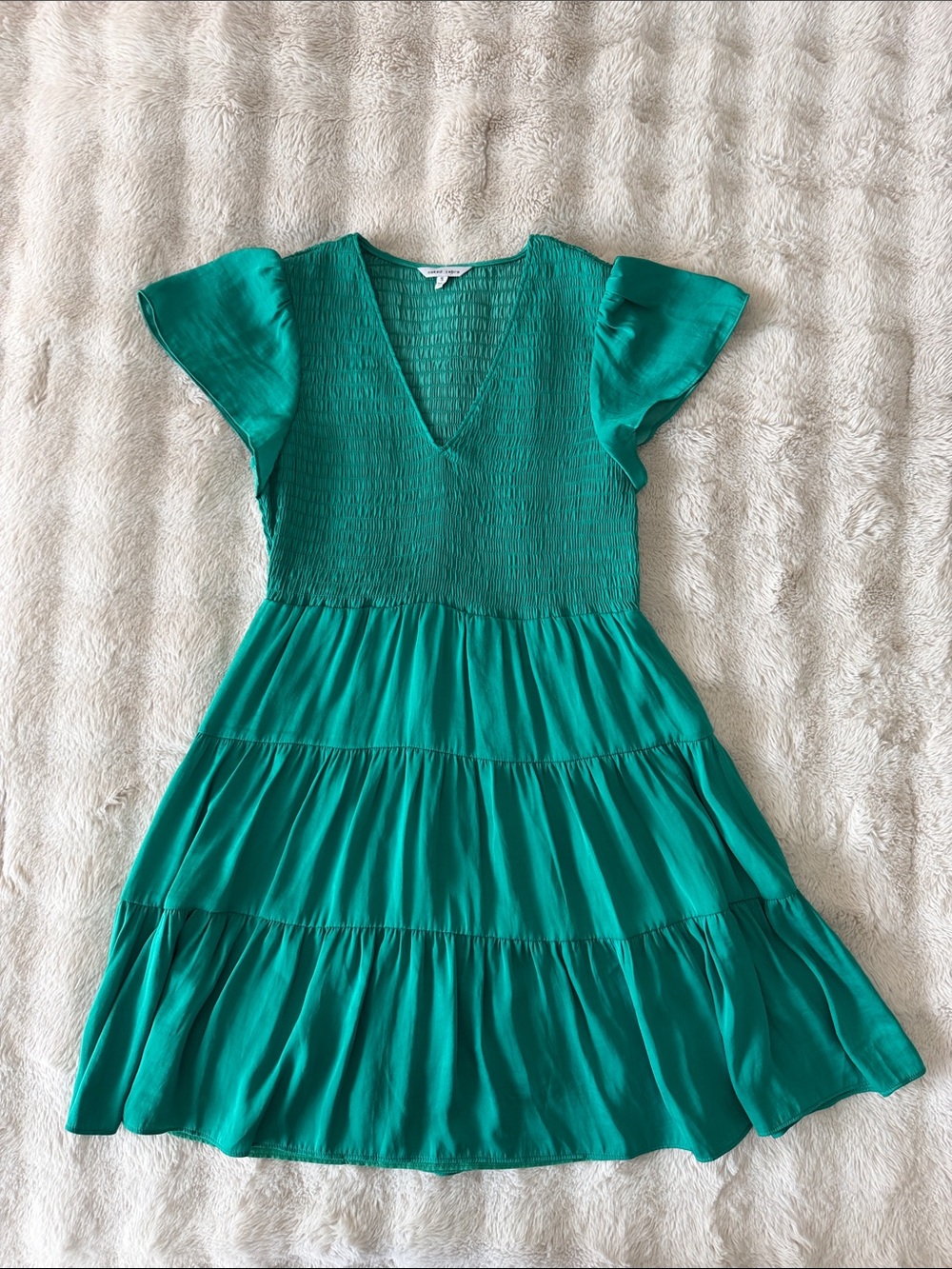 Boutique Teal Tiered V-Neck Dress
